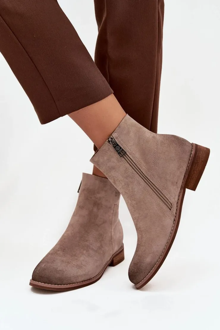 Damskie Buty damskie Vinceza Botki Damskie Na Płaskim Obcasie Vinceza 39961 Beżowe