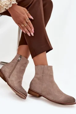 Damskie Buty damskie Vinceza Botki Damskie Na Płaskim Obcasie Vinceza 39961 Beżowe