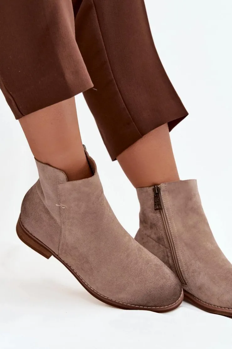 Damskie Buty damskie Vinceza Botki Damskie Na Płaskim Obcasie Vinceza 39961 Beżowe