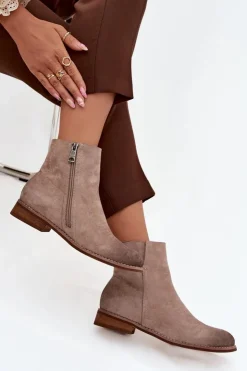 Damskie Buty damskie Vinceza Botki Damskie Na Płaskim Obcasie Vinceza 39961 Beżowe