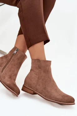 Buty damskie Vinceza Brązowe I Beżowe Botki|Botki Płaskie*Botki Damskie Na Płaskim Obcasie Vinceza 39961 Jasnobrązowe Brązowy