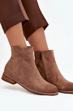 Buty damskie Vinceza Brązowe I Beżowe Botki|Botki Płaskie*Botki Damskie Na Płaskim Obcasie Vinceza 39961 Jasnobrązowe Brązowy