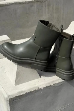 Damskie Boto Botki Damskie Na Platformie I Płaskim Obcasie Zielone Levira