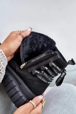 Evento Damskie Trapery|Botki Sznurowane*Botki Damskie Na Platformie Z Ozdobnym Sznurowaniem Czarne Edidda