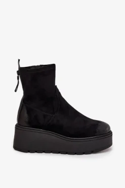 Damskie Buty damskie Vinceza Botki Damskie Na Platformie Ocieplane Vinceza 58596 Czarne