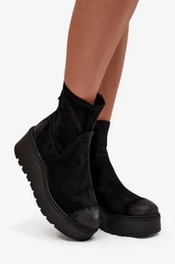 Damskie Buty damskie Vinceza Botki Damskie Na Platformie Ocieplane Vinceza 58596 Czarne