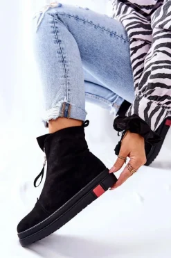 Damskie Boto Botki Damskie Na Platformie Czarne Charlee