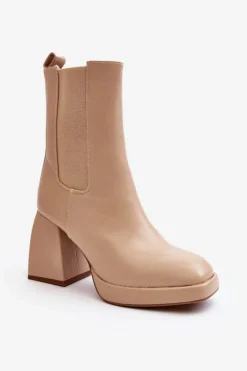 Boto Botki Ocieplane|Brązowe I Beżowe Botki*Botki Damskie Na Platformie I Obcasie Beżowe Stelares Beżowy
