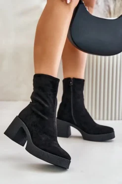 Sale Damskie buty S.Barski Botki Damskie Na Platformie I Masywnym Obcasie S.Barski HY42-739 Czarne