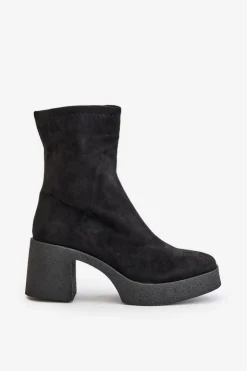 Sale Damskie buty S.Barski Botki Damskie Na Platformie I Masywnym Obcasie S.Barski HY42-739 Czarne