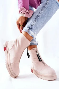 Boto Botki Damskie Na Platformie Beżowe Charlee