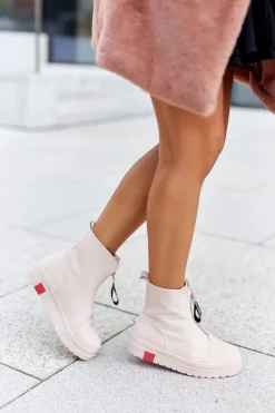 Boto Botki Damskie Na Platformie Beżowe Charlee