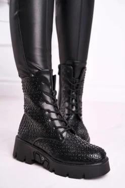 Hot Boto Botki Damskie Na Platformie Grunge Czarne Don't Stop