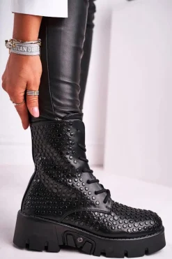 Hot Boto Botki Damskie Na Platformie Grunge Czarne Don't Stop