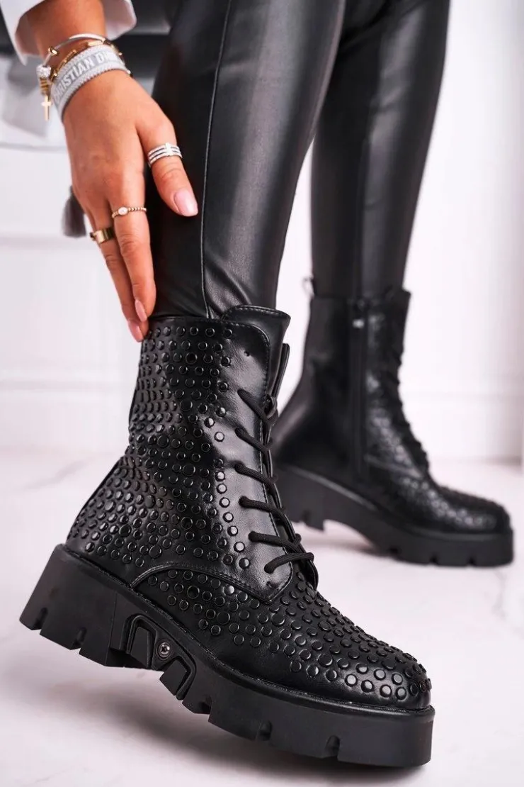 Hot Boto Botki Damskie Na Platformie Grunge Czarne Don't Stop