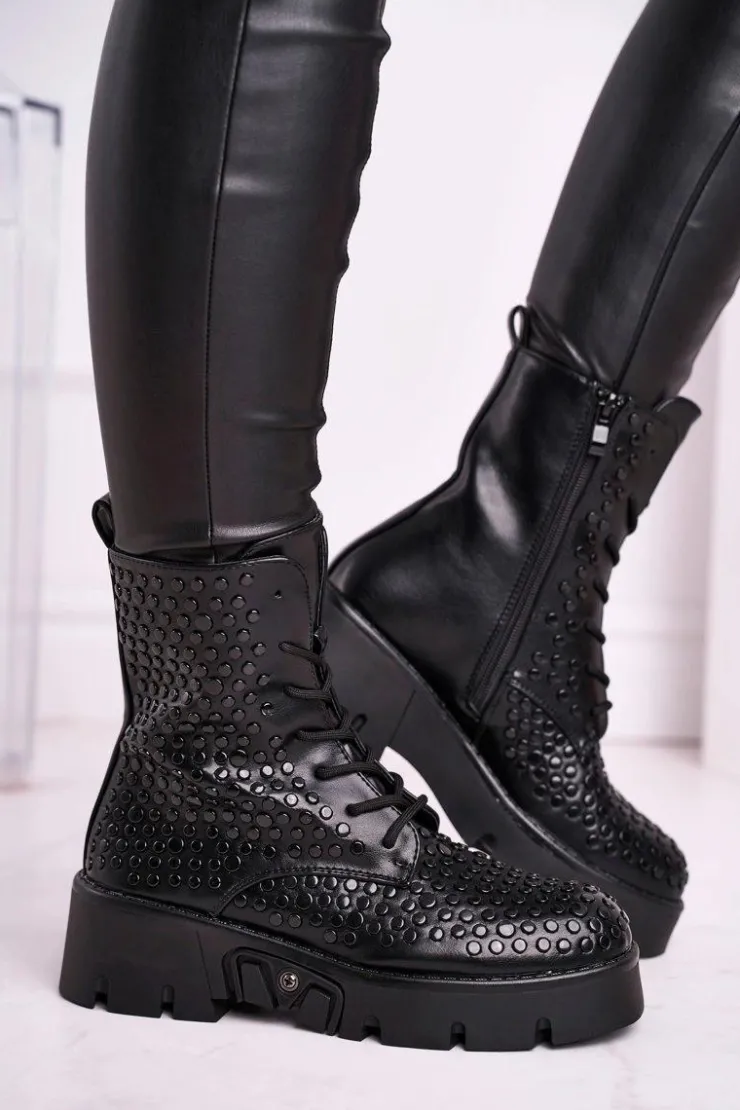 Hot Boto Botki Damskie Na Platformie Grunge Czarne Don't Stop