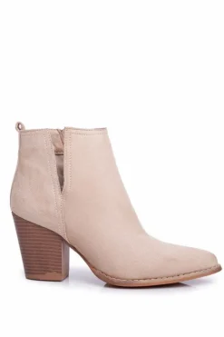 Damskie Boto Botki Damskie Na Słupku Beżowe Elaine