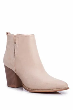 Damskie Boto Botki Damskie Na Słupku Beżowe Elaine