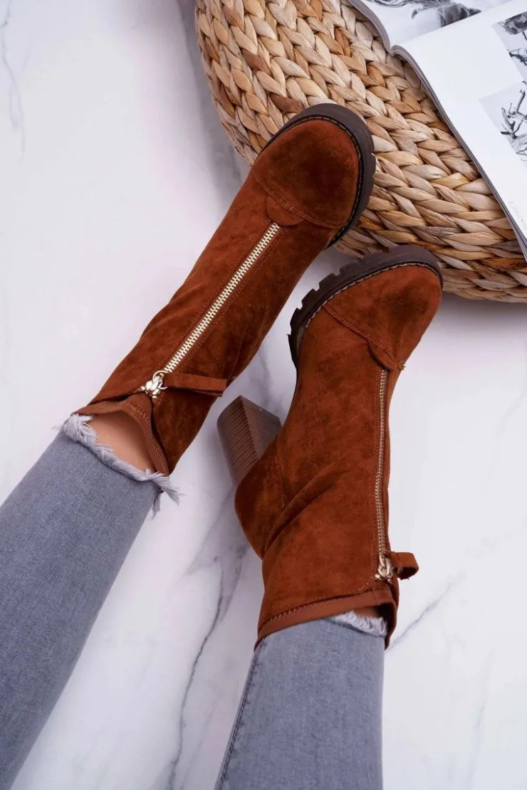 Damskie Boto Botki Damskie Na Słupku Camel Frann