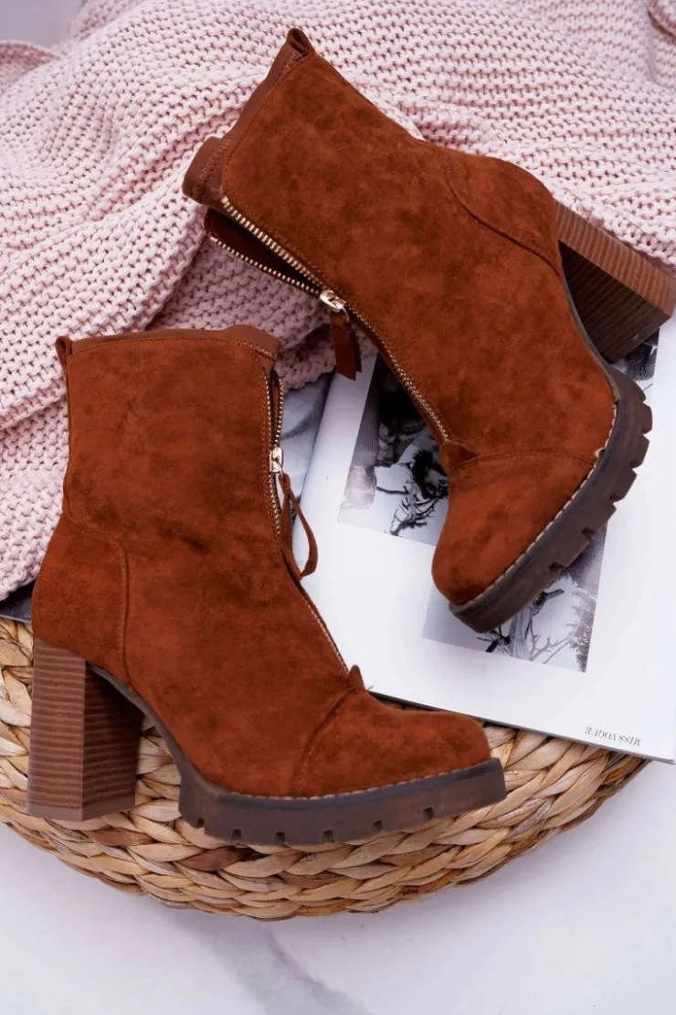 Damskie Boto Botki Damskie Na Słupku Camel Frann