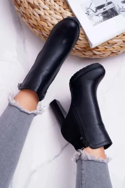 Damskie Boto Botki Damskie Na Słupku Czarne Malma