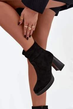 Damskie Boto Botki Damskie Na Słupku Czarne Pavinne