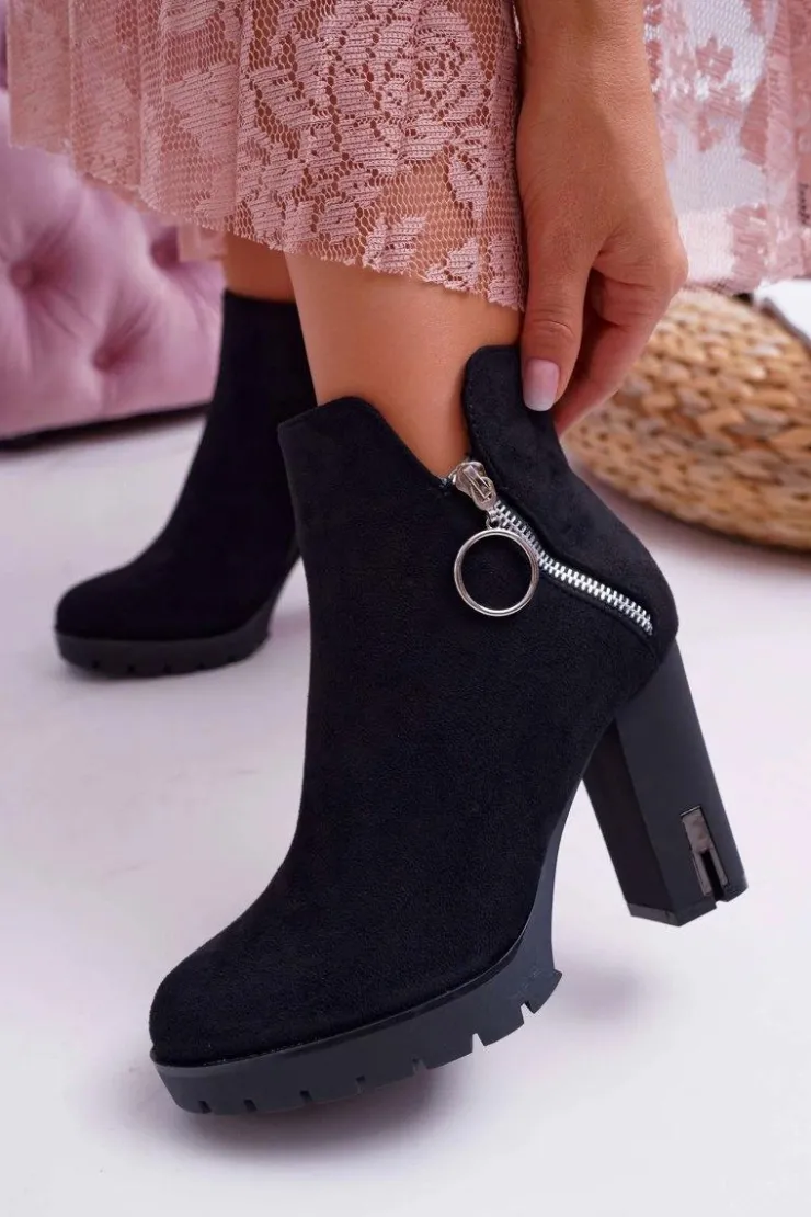 Discount Boto Botki Damskie Na Słupku Czarne DubiDa