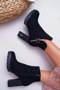 Discount Boto Botki Damskie Na Słupku Czarne DubiDa