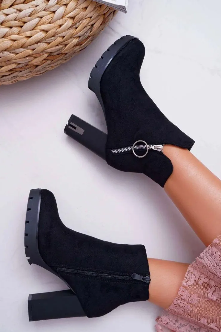 Discount Boto Botki Damskie Na Słupku Czarne DubiDa