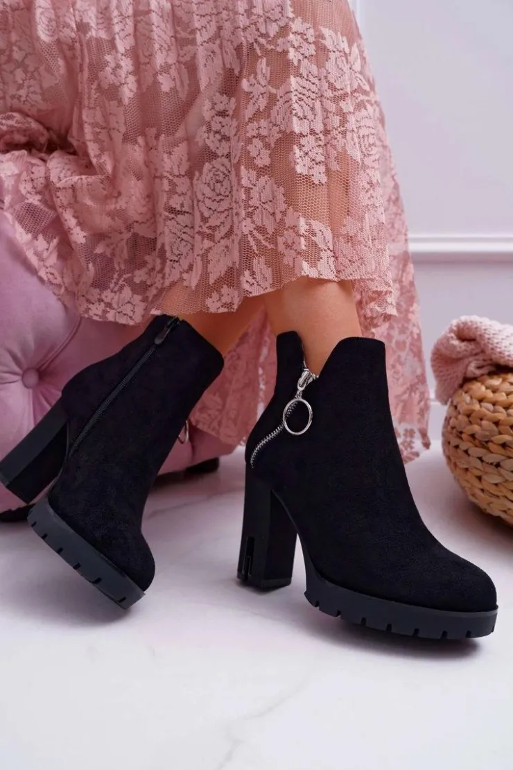 Discount Boto Botki Damskie Na Słupku Czarne DubiDa