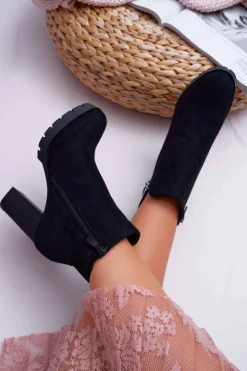 Discount Boto Botki Damskie Na Słupku Czarne DubiDa