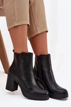 Boto Botki Skórzane|Botki Na Słupku*Botki Damskie Na Słupku Czarne Ryselle