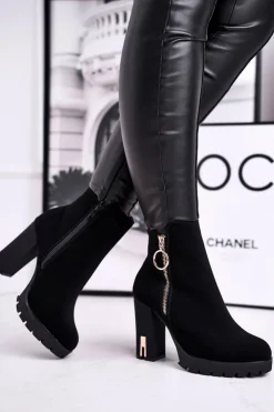 New Boto Botki Damskie Na Słupku Czarne Yris