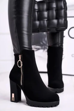 New Boto Botki Damskie Na Słupku Czarne Yris