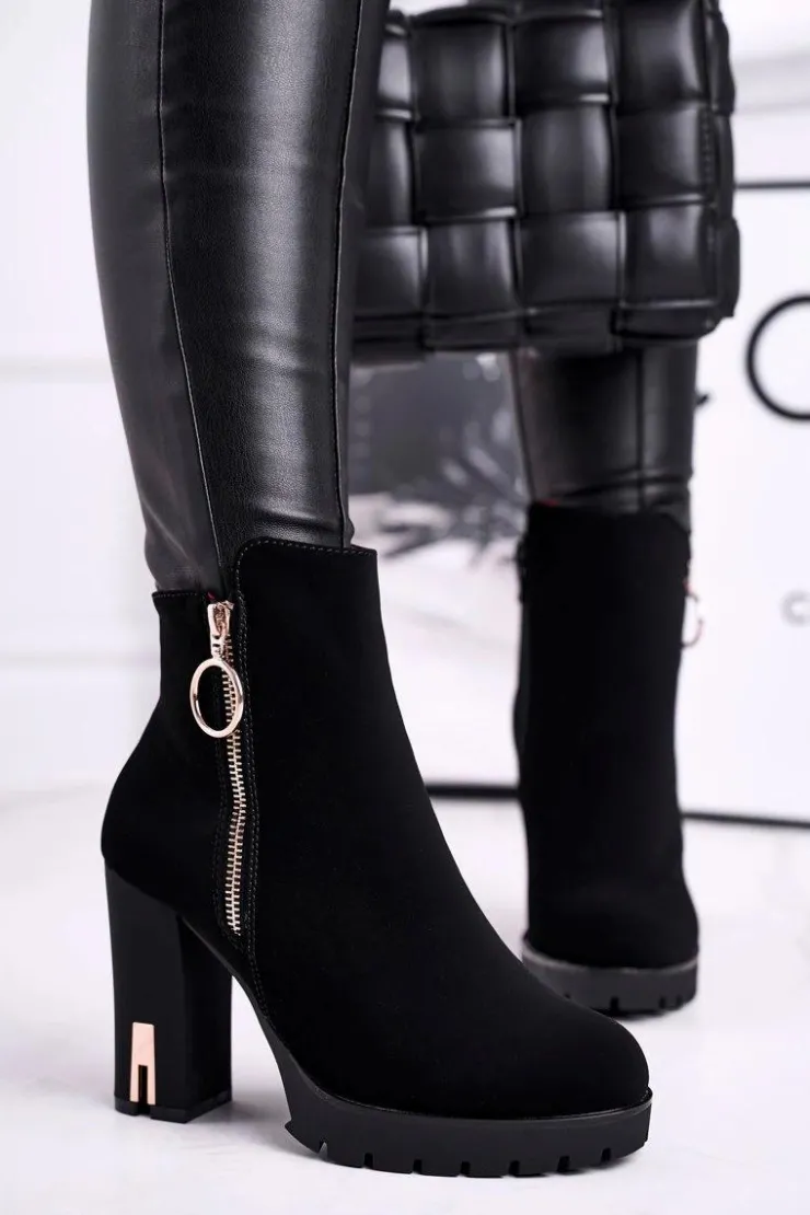 New Boto Botki Damskie Na Słupku Czarne Yris