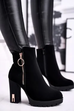 New Boto Botki Damskie Na Słupku Czarne Yris