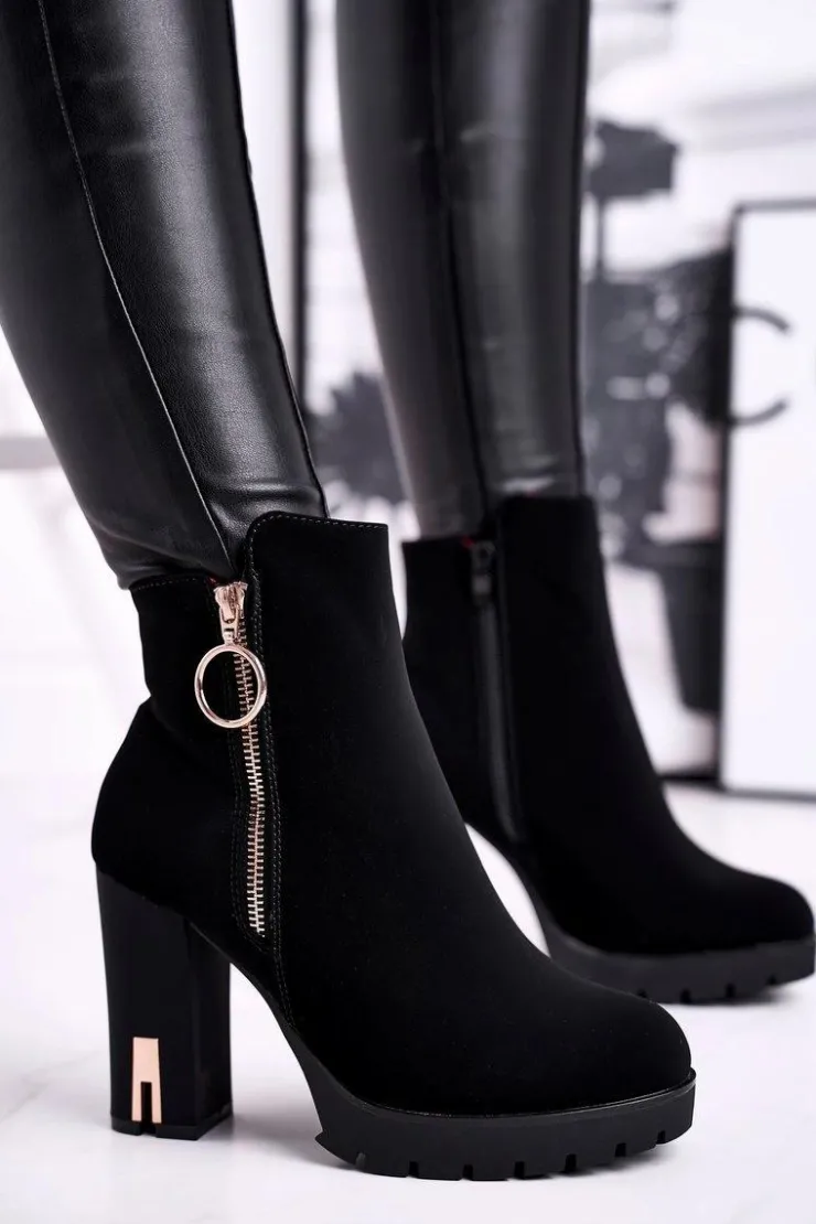 New Boto Botki Damskie Na Słupku Czarne Yris