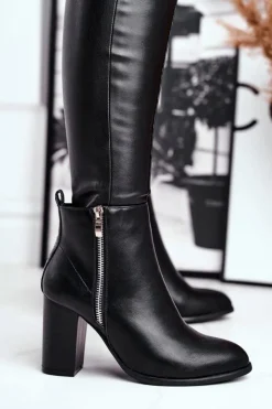 Damskie Boto Botki Damskie Na Słupku Czarne Gloris