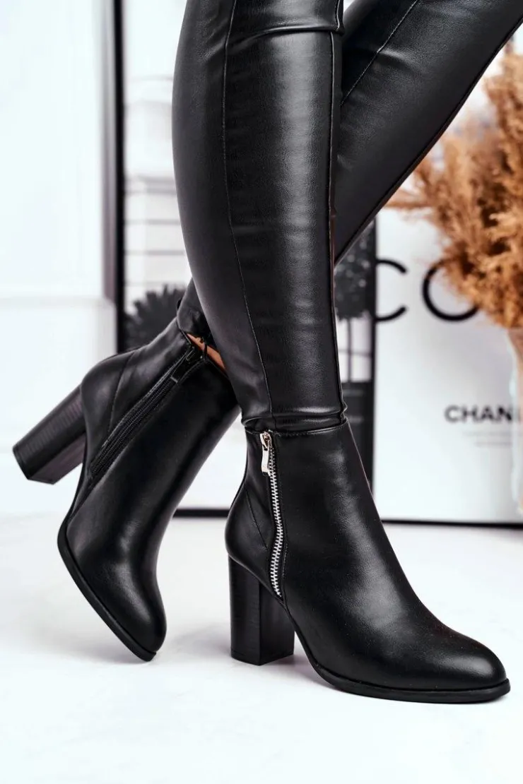 Damskie Boto Botki Damskie Na Słupku Czarne Gloris