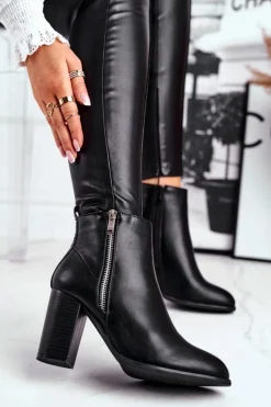 Damskie Boto Botki Damskie Na Słupku Czarne Gloris