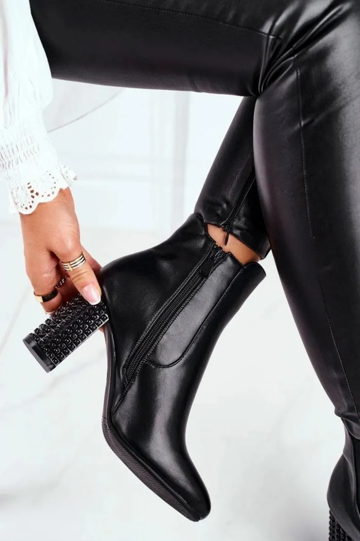 Boto Botki Na Słupku|Czarne Botki*Botki Damskie Na Słupku Czarne In Your Eyes