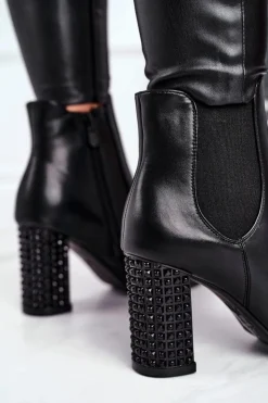 Boto Botki Na Słupku|Czarne Botki*Botki Damskie Na Słupku Czarne In Your Eyes