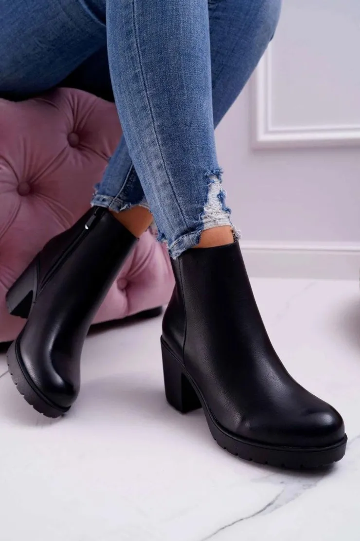 Boto Botki Na Słupku|Botki Na Obcasie*Botki Damskie Na Słupku Czarne Veba