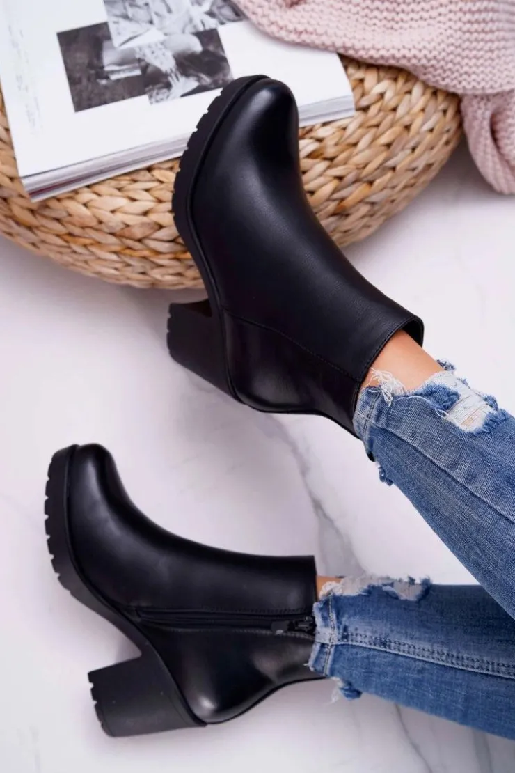 Boto Botki Na Słupku|Botki Na Obcasie*Botki Damskie Na Słupku Czarne Veba