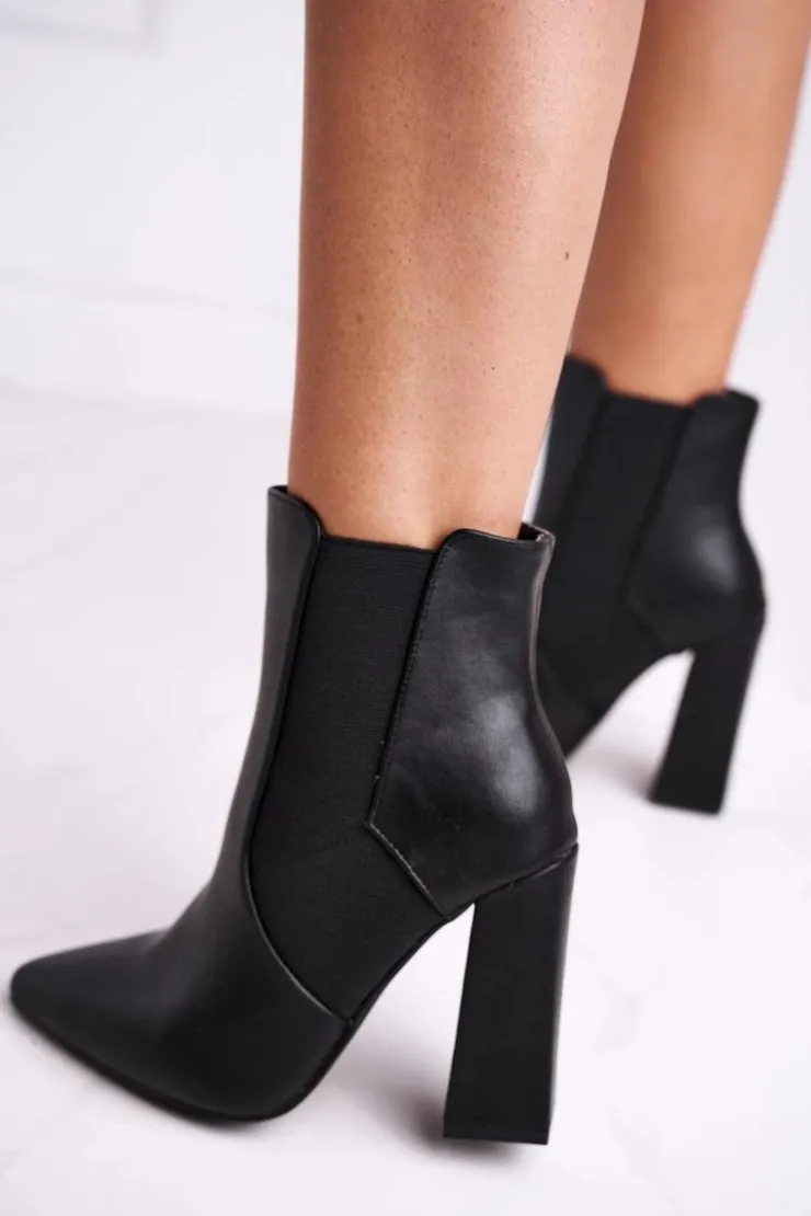 Damskie Boto Botki Damskie Na Słupku Czarne Good Vibes