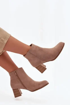 Boto Botki Na Słupku|Botki Na Obcasie*Botki Damskie Na Słupku Eko Zamszowe Beżowe Marilou Beżowy