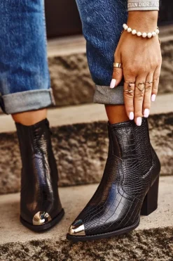 Damskie Boto Botki Damskie Na Słupku Kowbojki Czarne Atticus