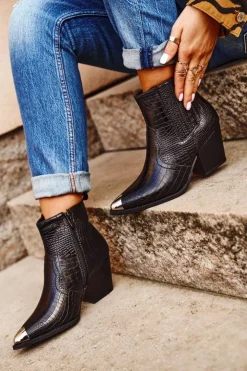 Damskie Boto Botki Damskie Na Słupku Kowbojki Czarne Atticus