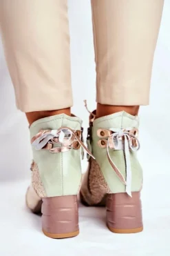 Discount Maciejka Botki Damskie Na Słupku Beżowe 03410-04