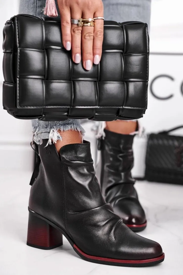 Hot Maciejka Botki Damskie Na Słupku Czarne 04757-01